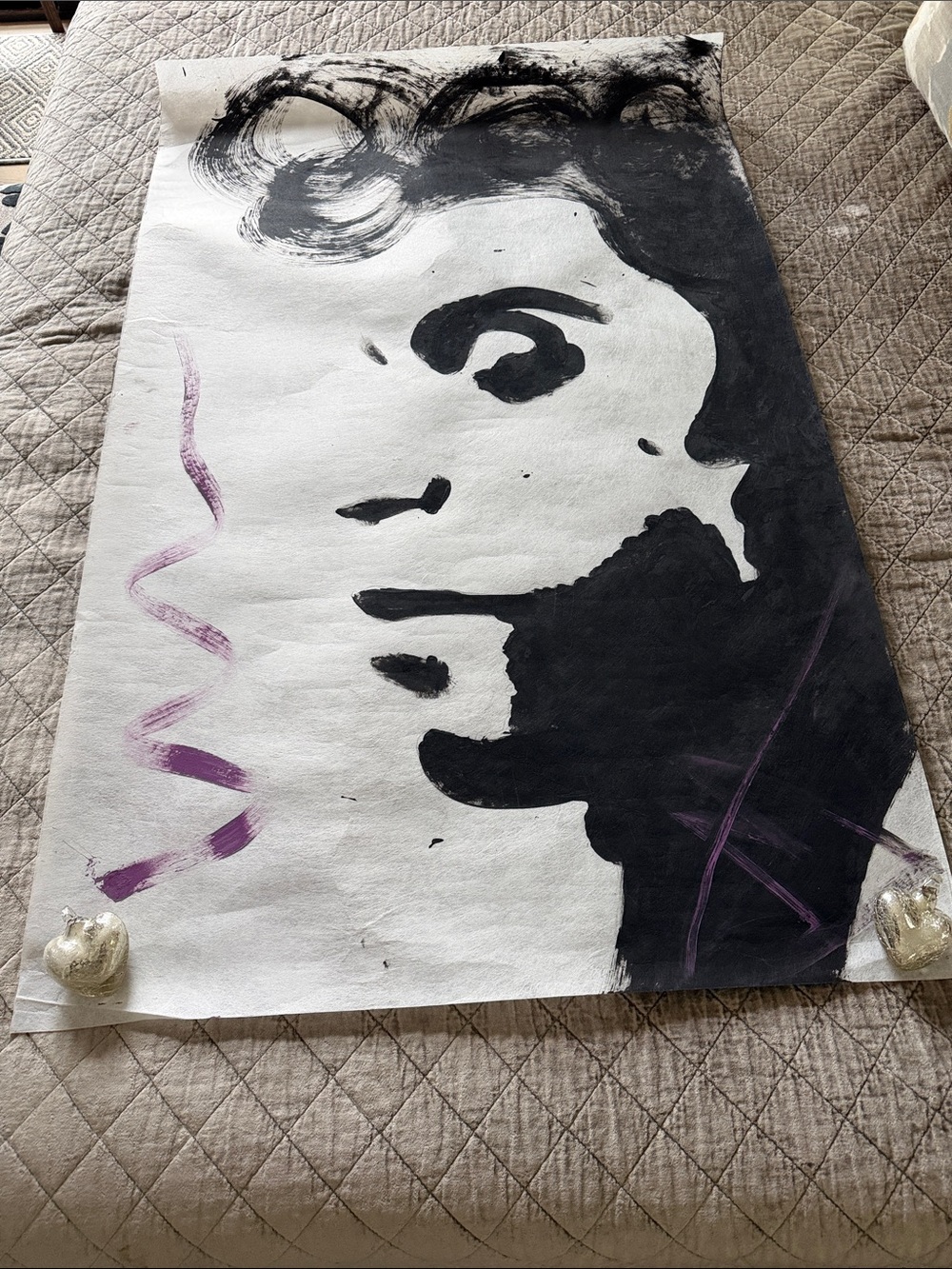 Abstract Black and Purple Silhouette Wall Art